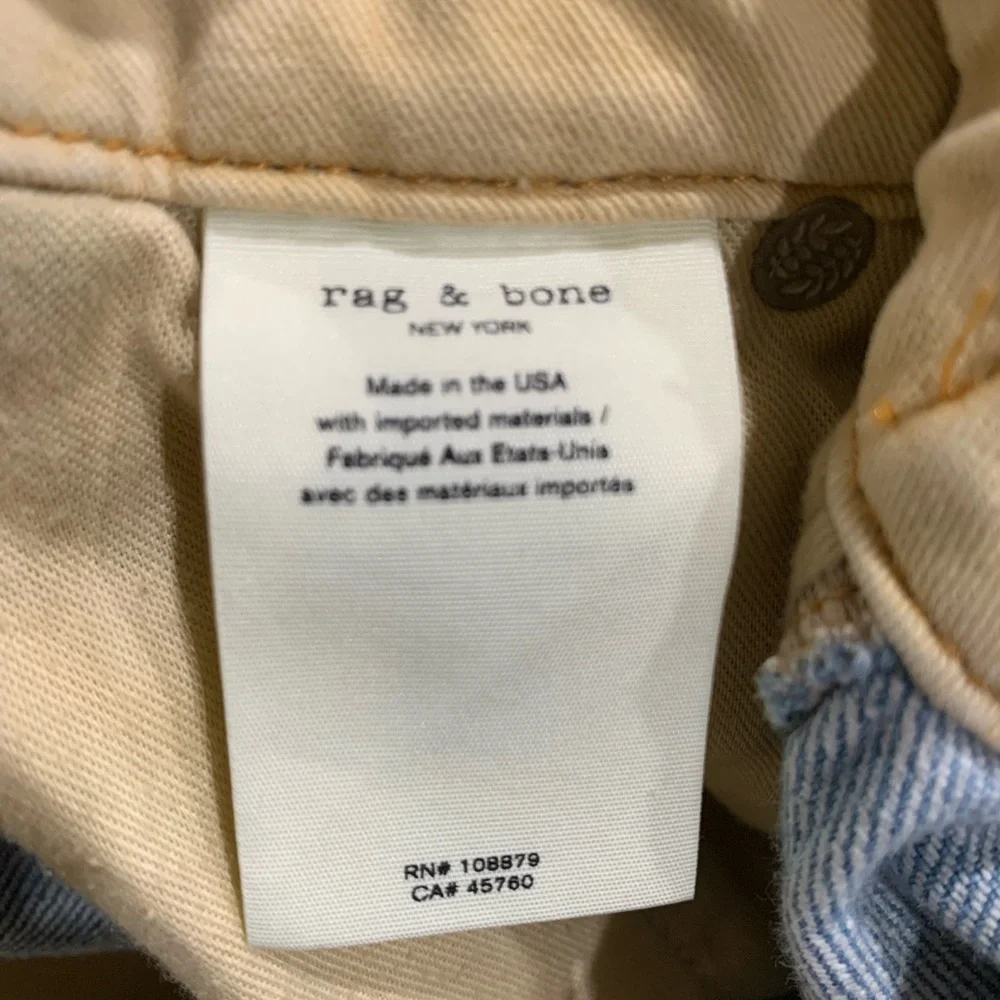 Rag & Bone Size 25 Icy Blue Light Wash High Rise Cargo Jeans Straight Leg